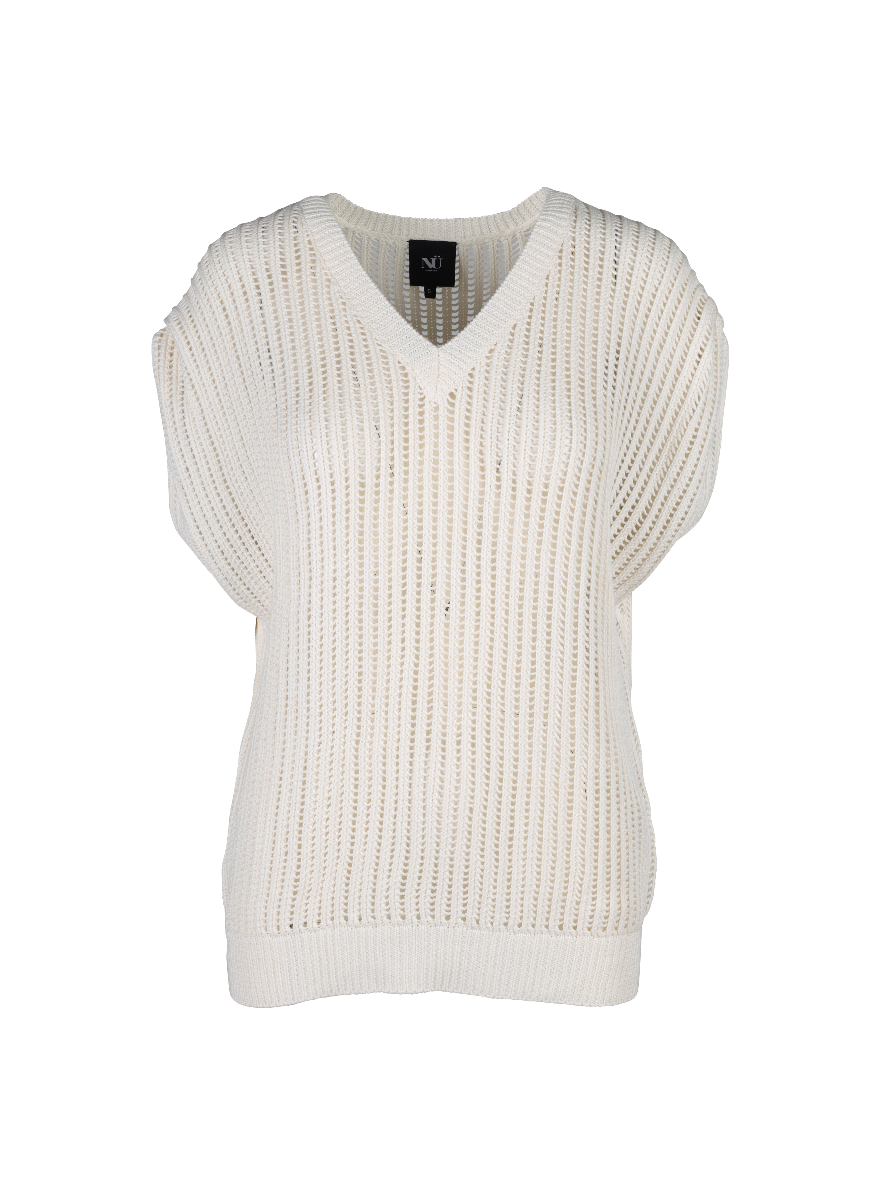 TOLOU knitted top with v-neck - Creme