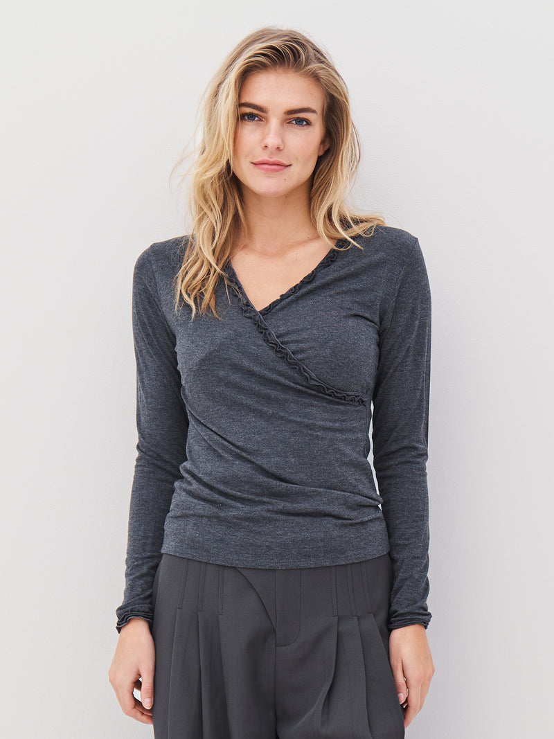 NÜ ADELE wrap tee Tops and T-shirts 901 Grey