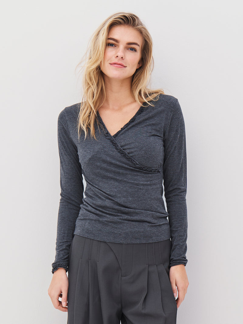 NÜ ADELE wrap tee Tops and T-shirts 901 Grey