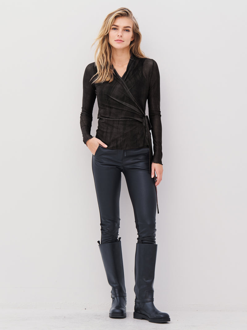 NÜ AGNA wrap blouse Blouses 000 Solid black