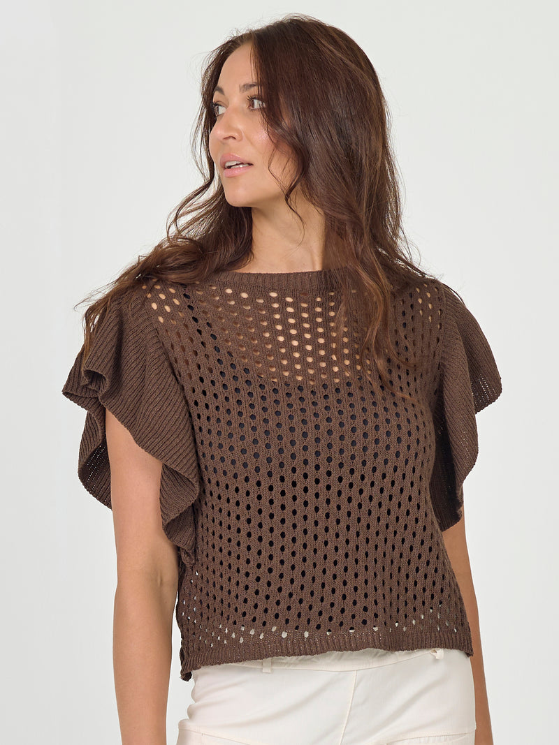NÜ AIDA knit blouse Blouses 224 Dark Brown