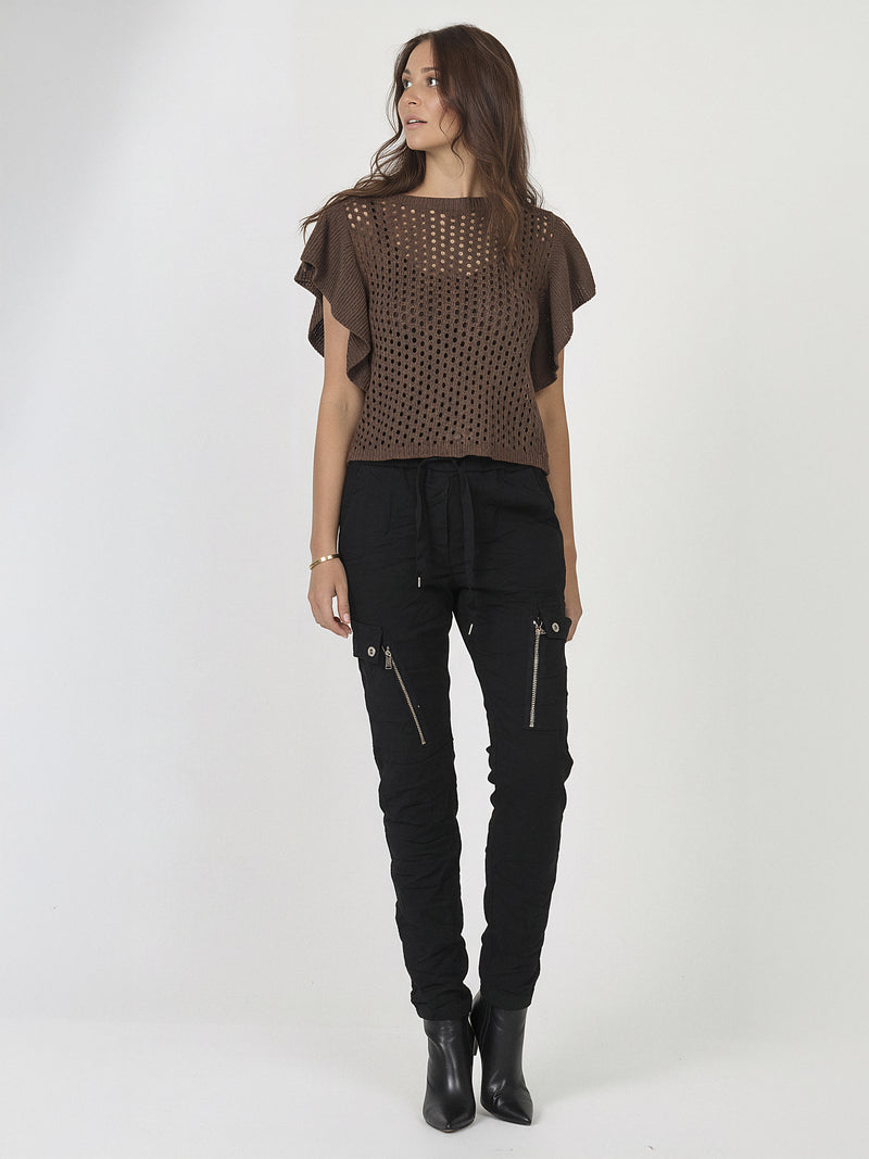 NÜ AIDA knit blouse Knit 224 Dark Brown