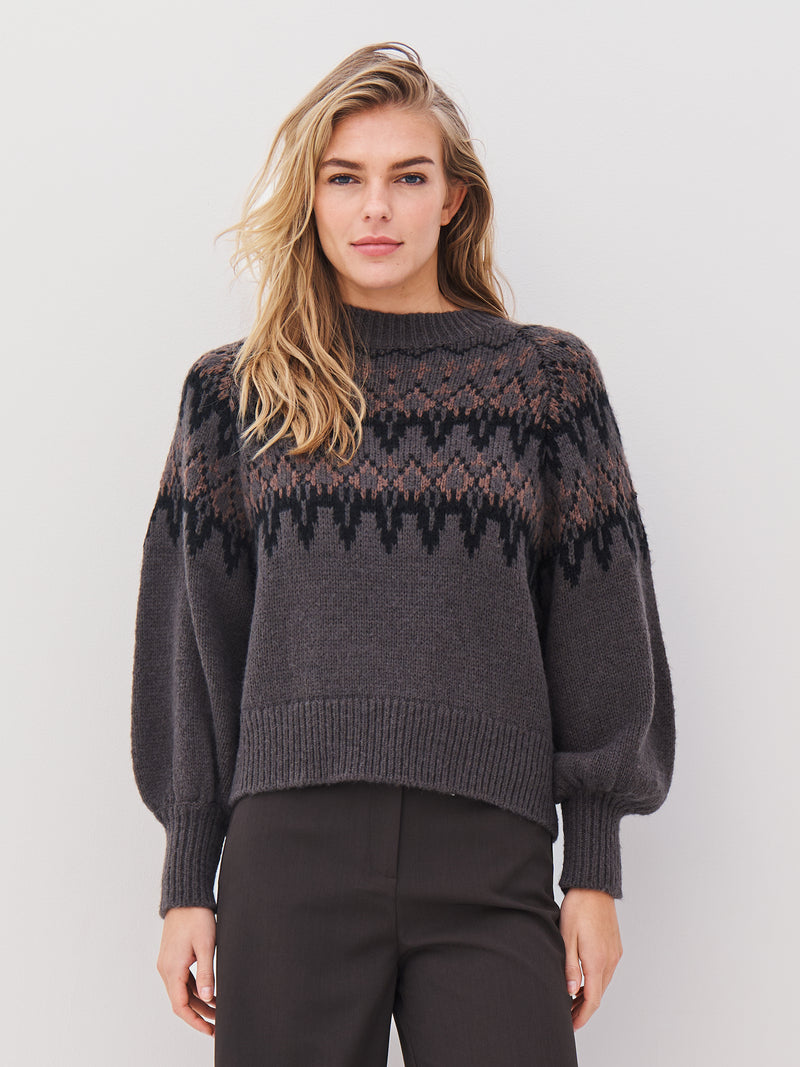 NÜ ALENA knit blouse Blouses 901 Grey mix