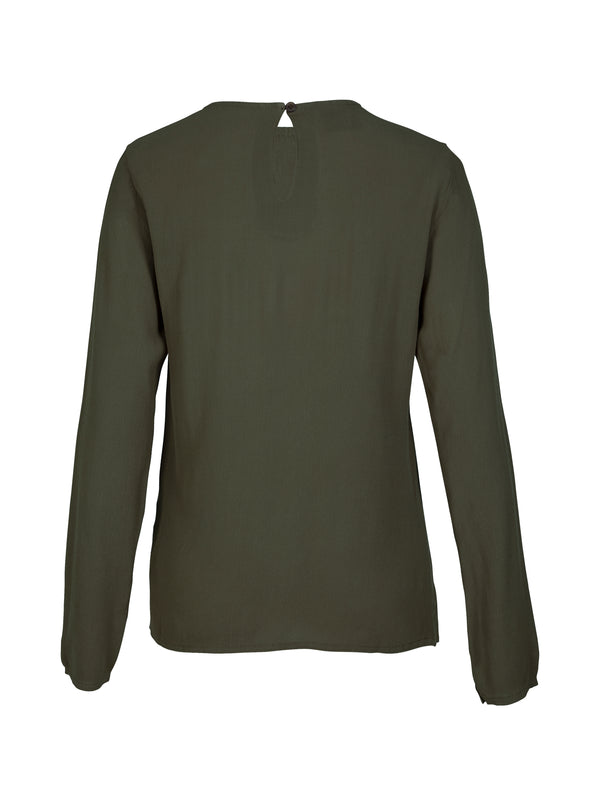 NÜ ANNI drape blouse Blouses 385 Dark Green