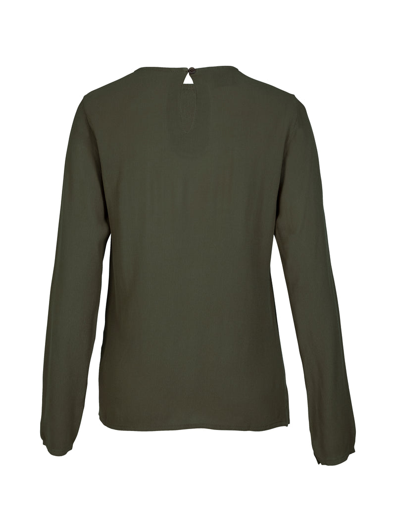 NÜ ANNI drape blouse Blouses 385 Dark Green