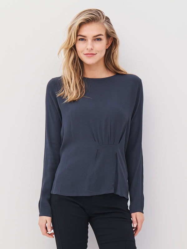 NÜ ANNI drape blouse Blouses 901 Grey