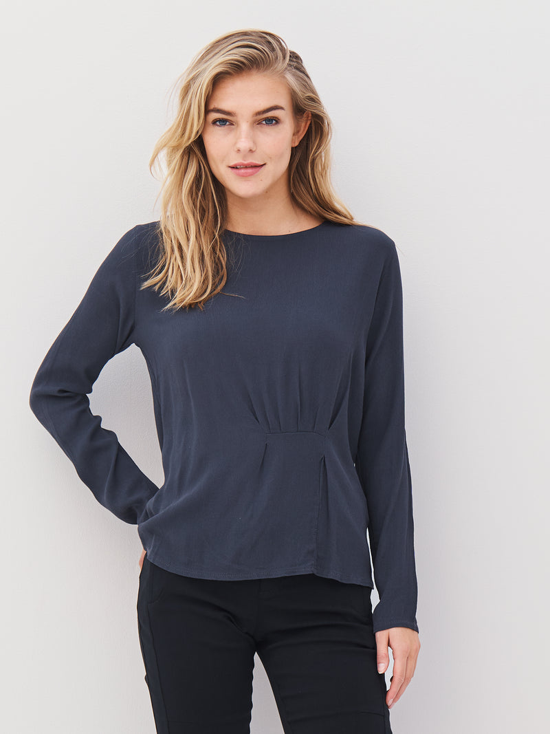 NÜ ANNI drape blouse Blouses 901 Grey
