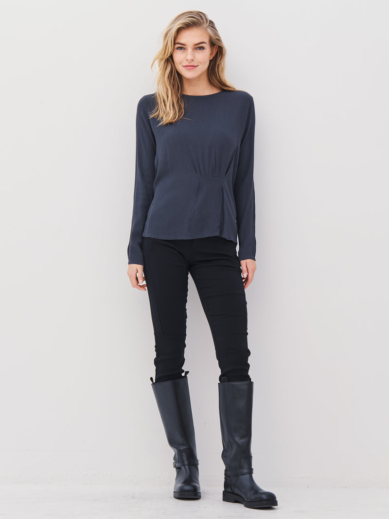 NÜ ANNI drape blouse Blouses 901 Grey