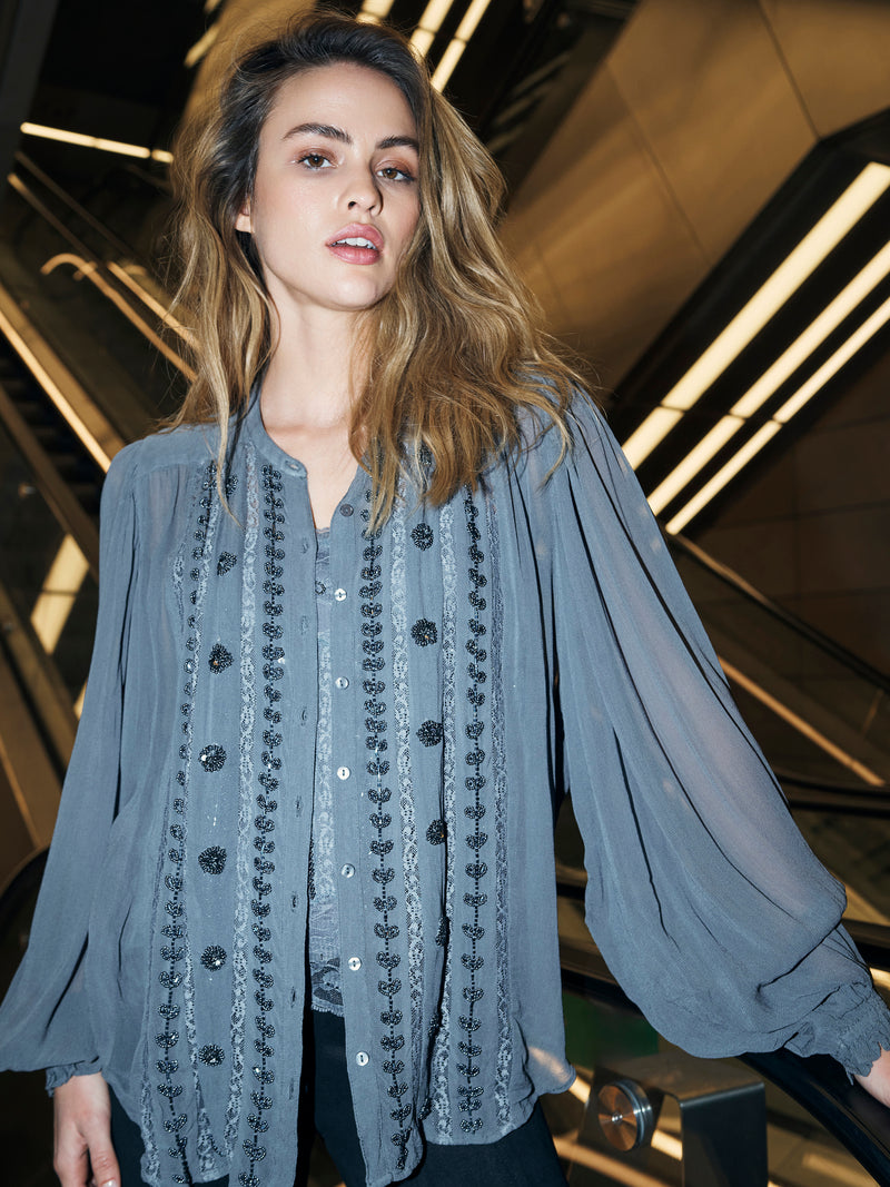 NÜ BEA shirt Shirts 989 iron grey