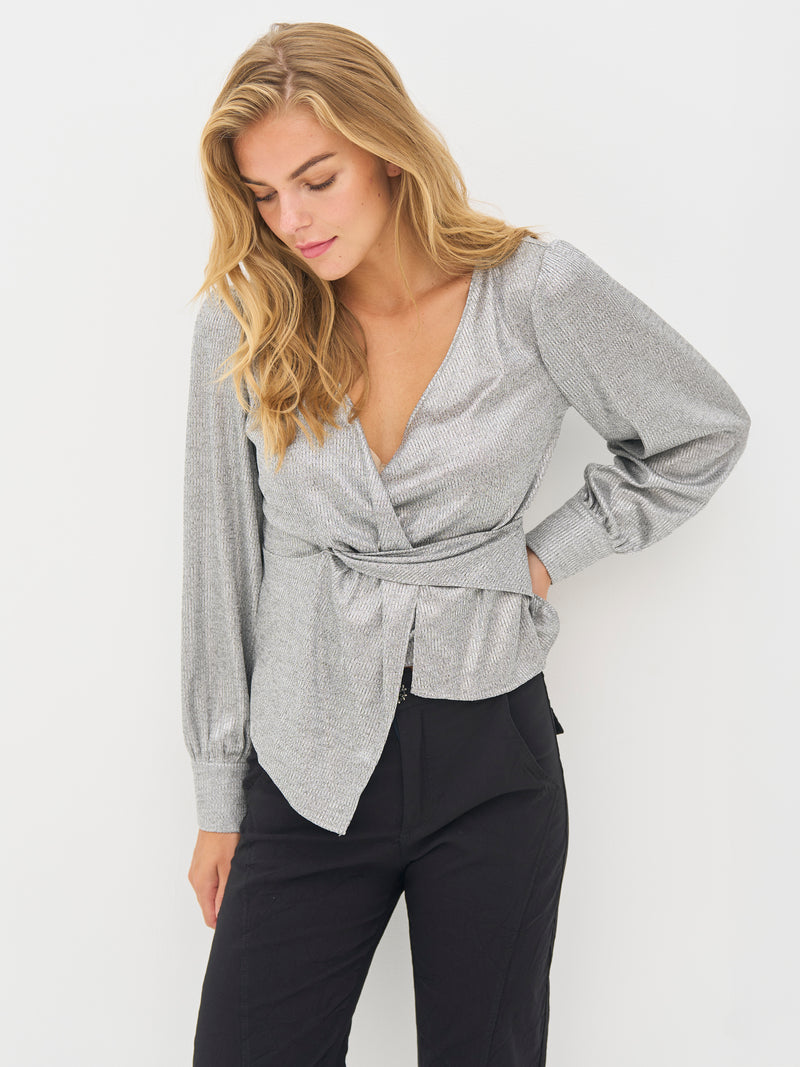 NÜ BIRKE wrap blouse Blouses 989 iron grey