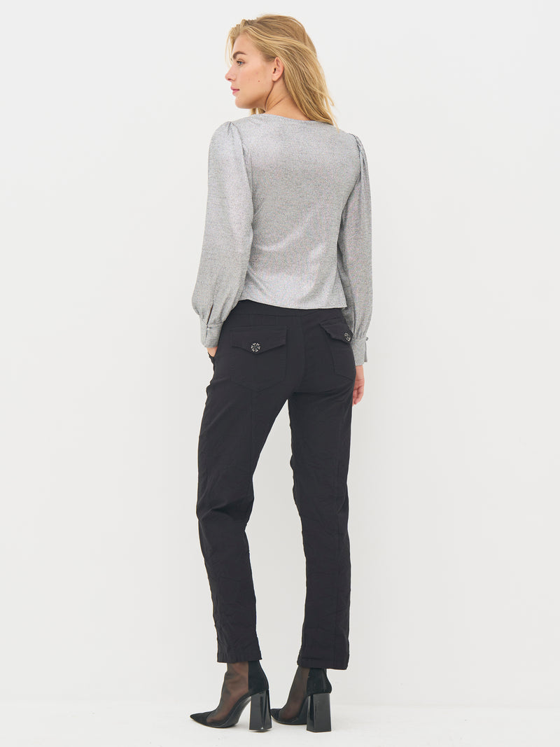 NÜ BIRKE wrap blouse Blouses 989 iron grey