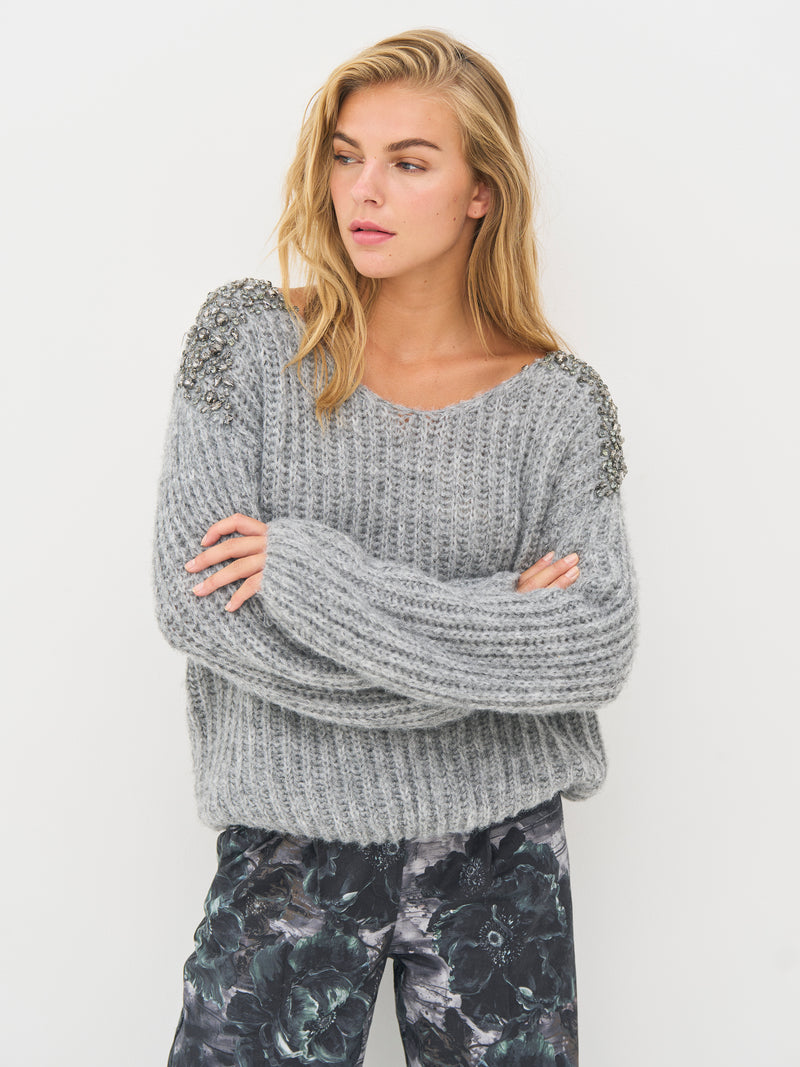 NÜ BODIL knit blouse Knit 989 iron grey
