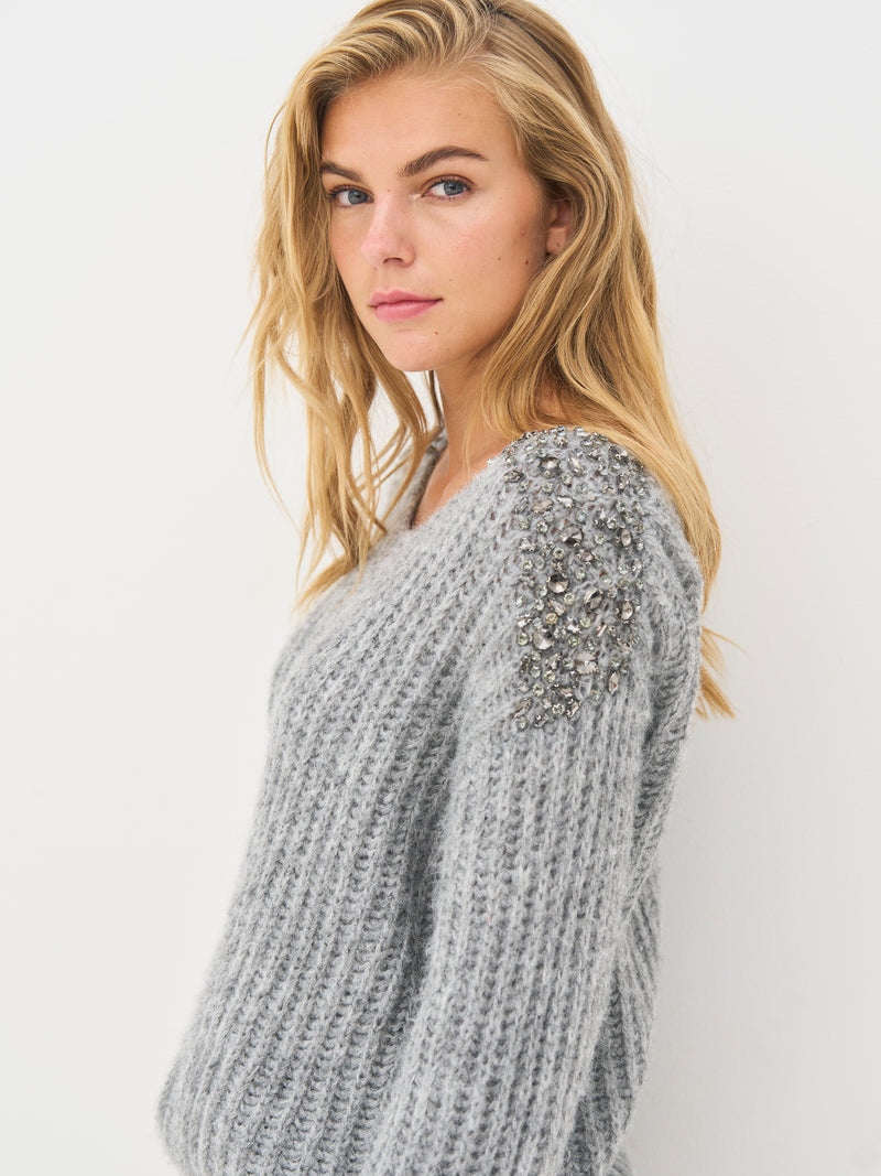 NÜ BODIL knit blouse Knit 989 iron grey