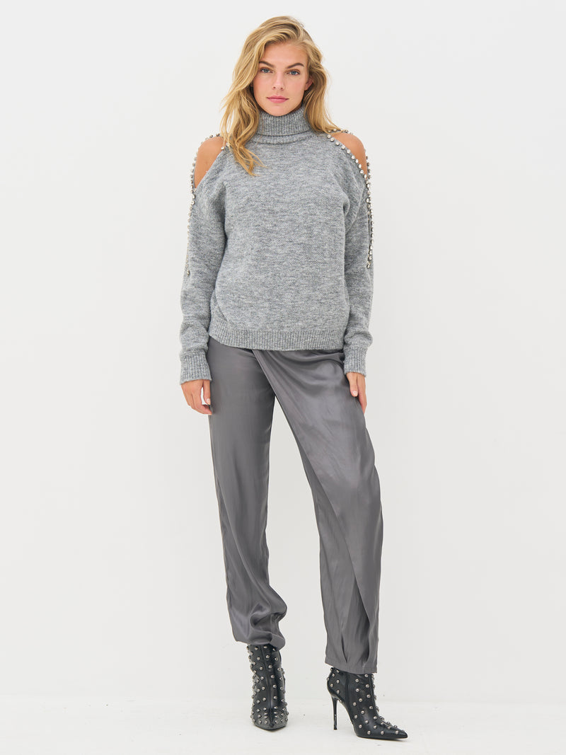 NÜ BODIL roll neck blouse Knit 989 iron grey