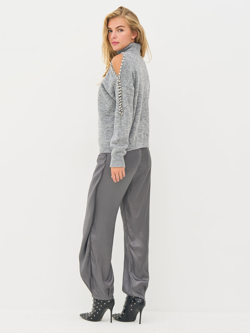 NÜ BODIL roll neck blouse Knit 989 iron grey