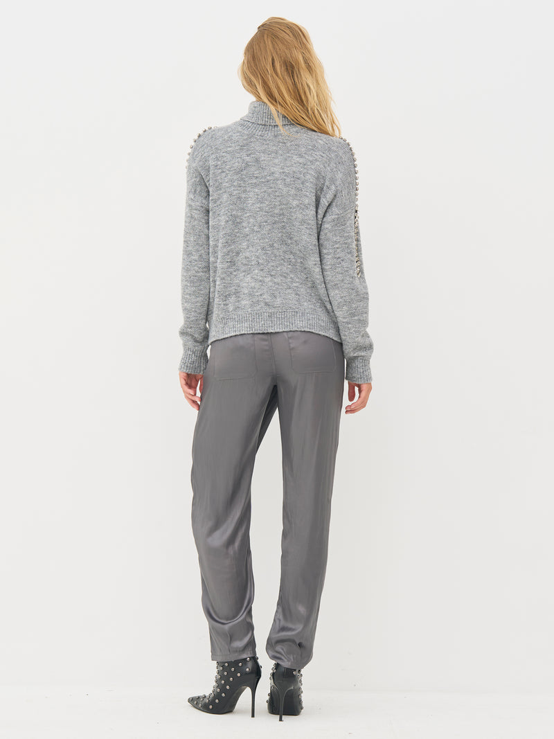 NÜ BODIL roll neck blouse Knit 989 iron grey