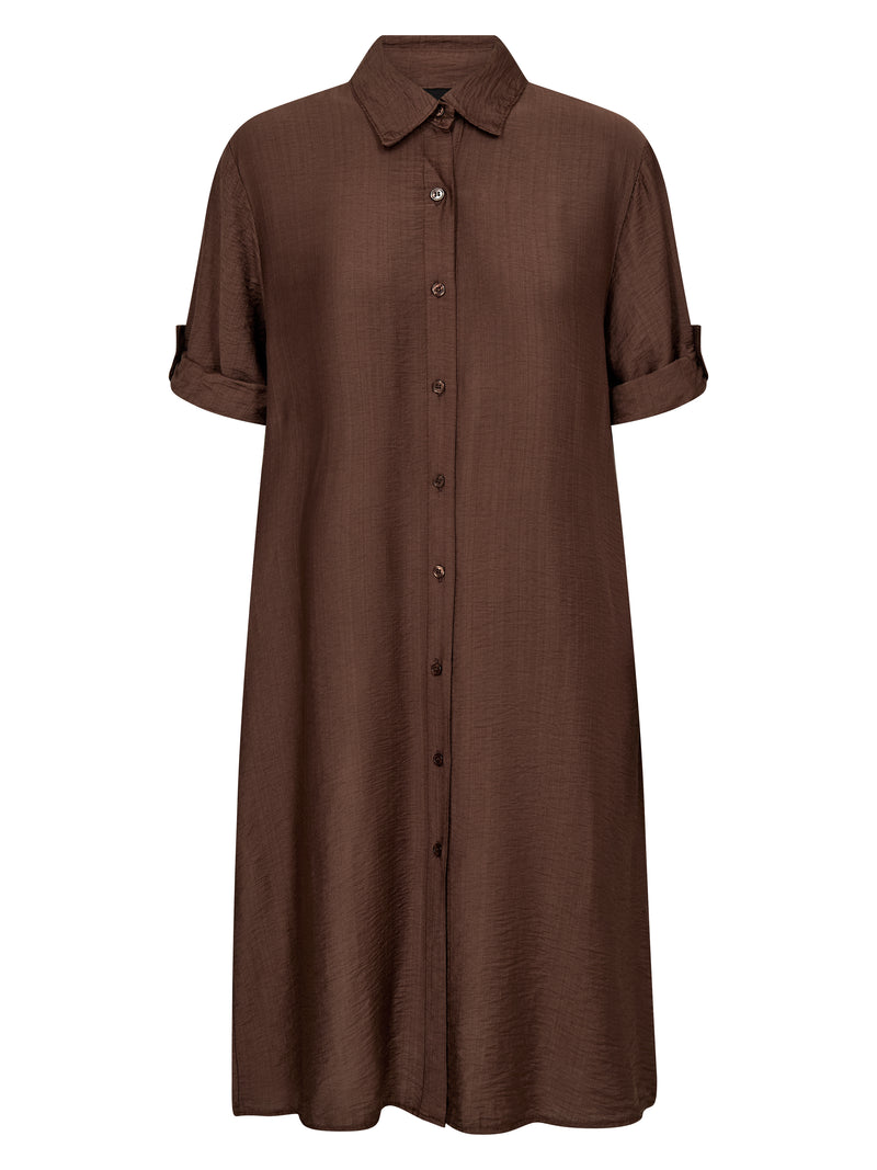 brown tunic dresses YOURS Plus Size Rust Orange Long Sleeve Lettuce Edge Tunic Dress