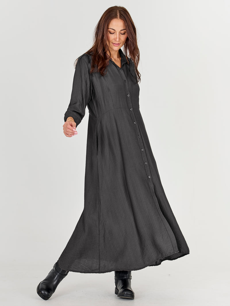 slim fit dress slacks CAITLIN Long Dress - Grey – NÜ Denmark