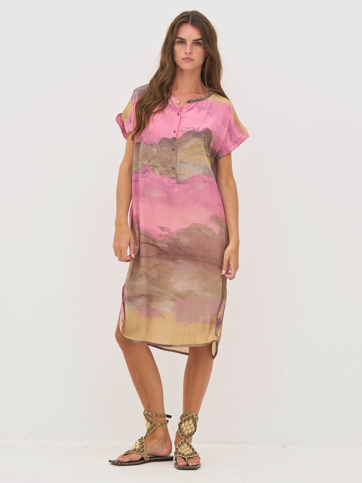 tunic dress pink DANA Tunic Dress - Pink mix – NÜ Denmark