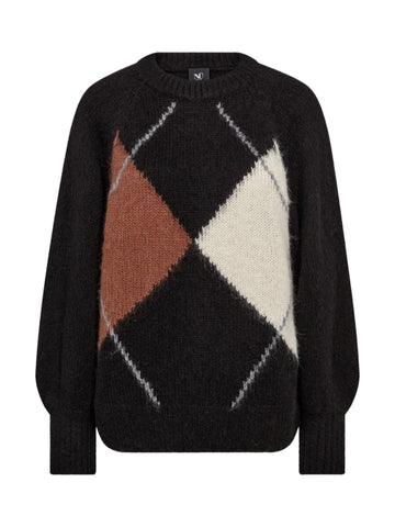 NÜ EVA Blouse Knit Knit Black mix