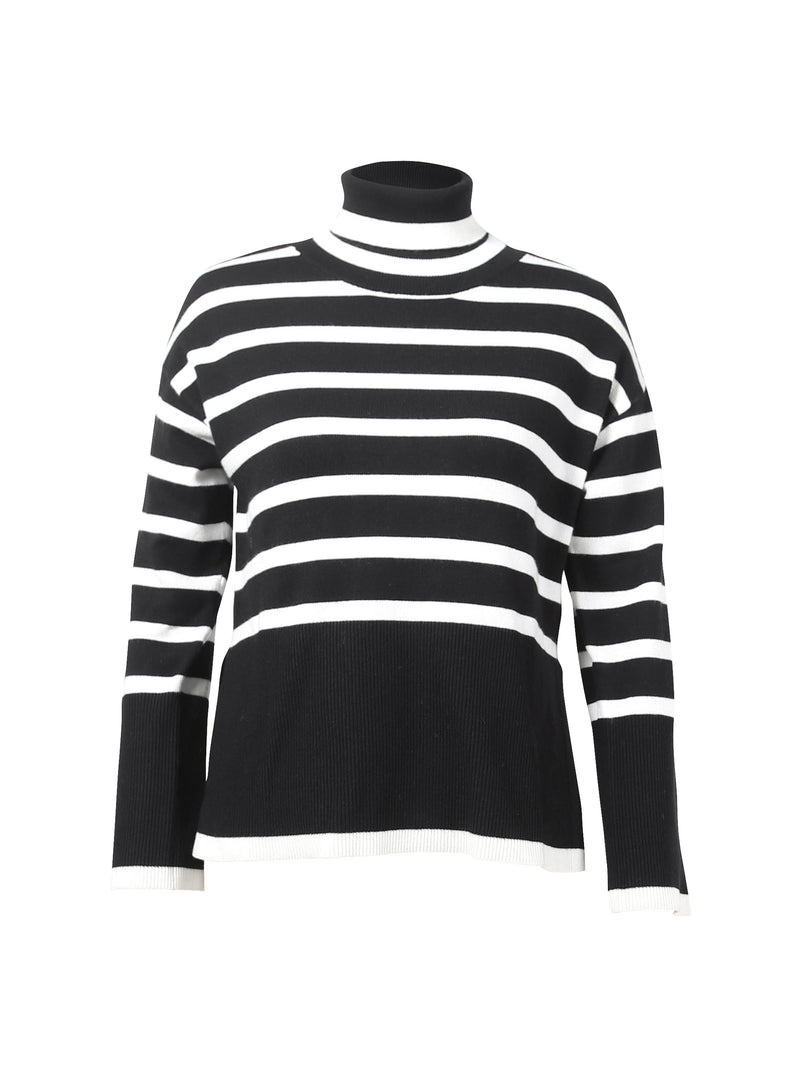 NÜ TACHA knitted blouse with stripes Blouses Black mix