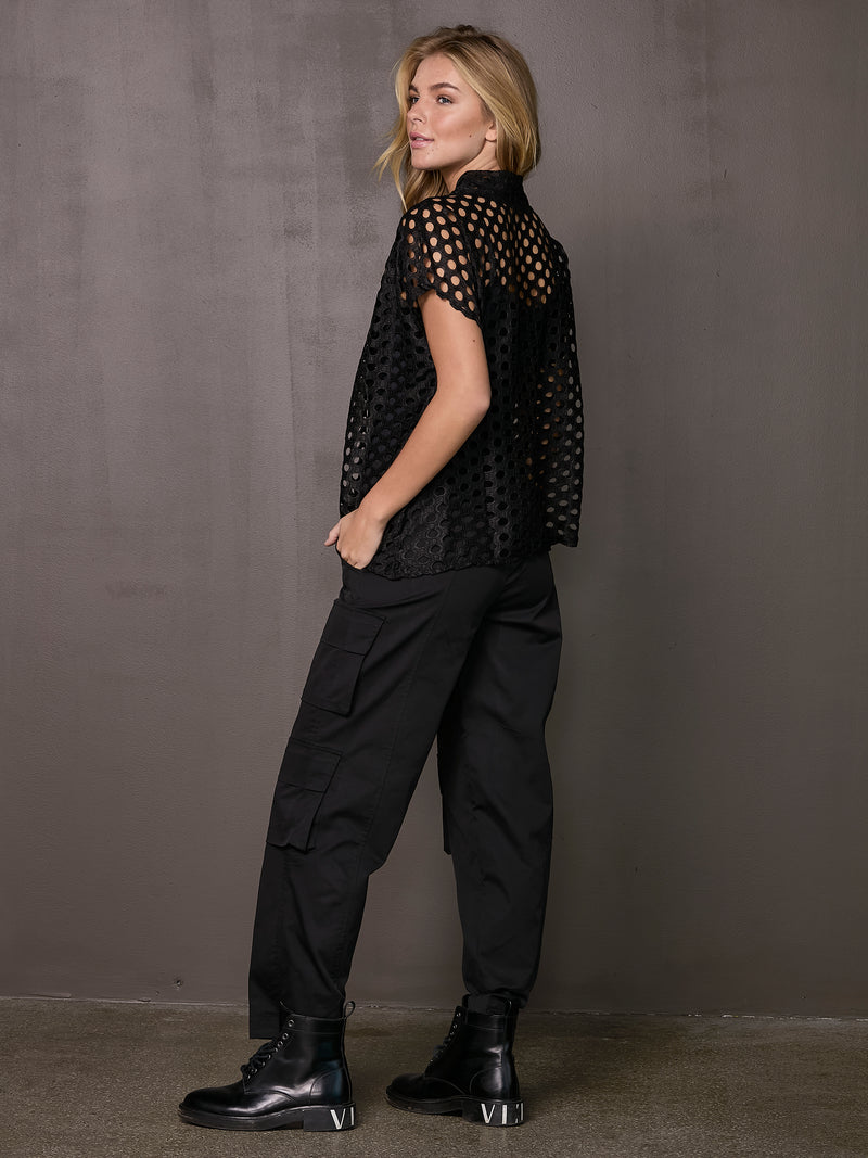 NÜ TAYA top with hole pattern Tops and T-shirts Black