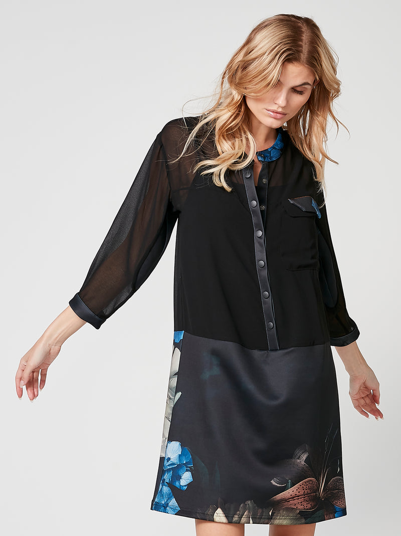 NÜ TEA dress with floral print Dresses Black mix