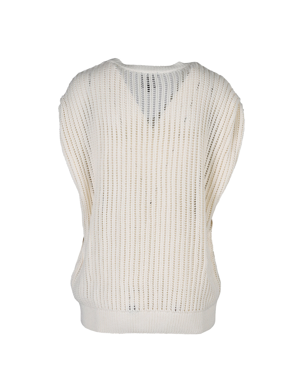 TOLOU knitted top with v-neck - Creme