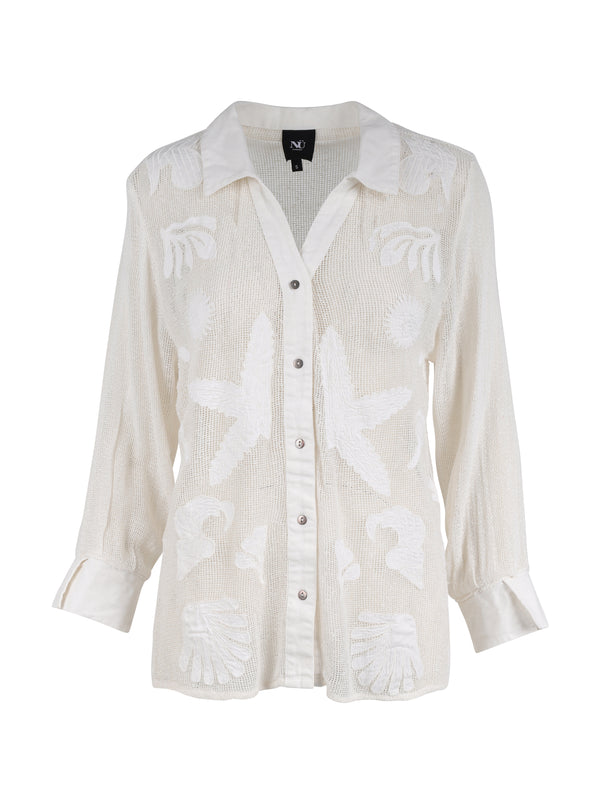 NÜ TRINE blouse with pattern Blouses 110 Creme solid