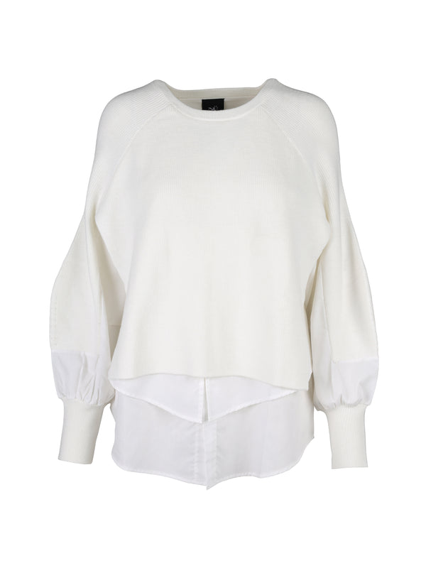 NÜ Tulipa knitted blouse with shirt effect Blouses 110 Creme