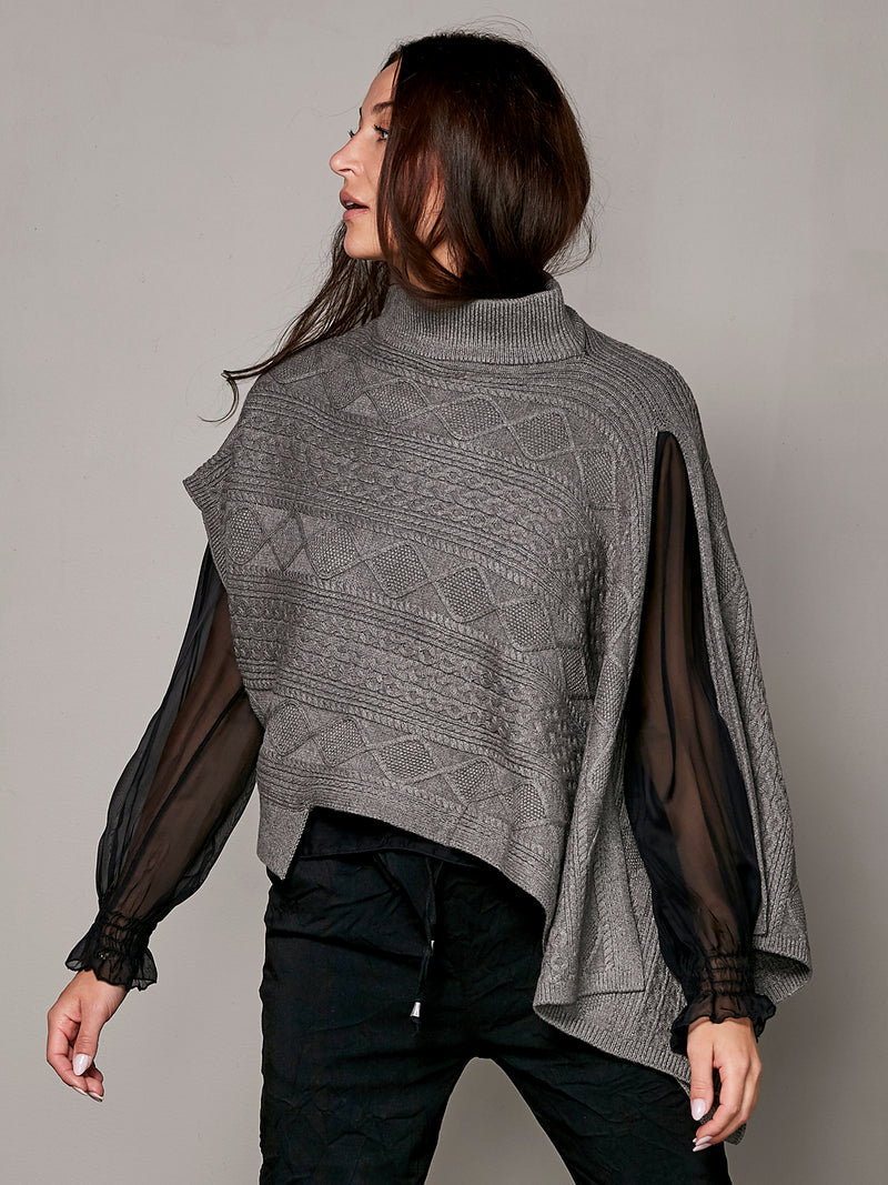 NÜ VILNA knit poncho Ponchos 968 Statue melange