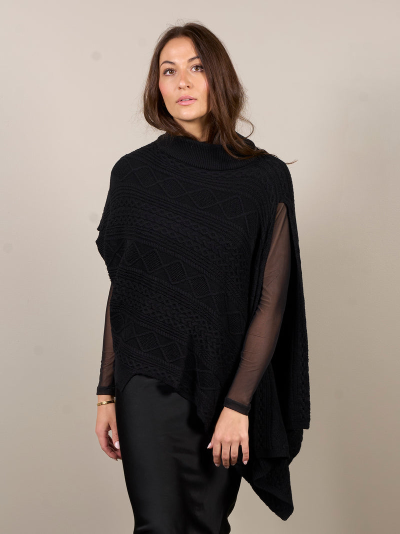 Black dressy poncho best sale