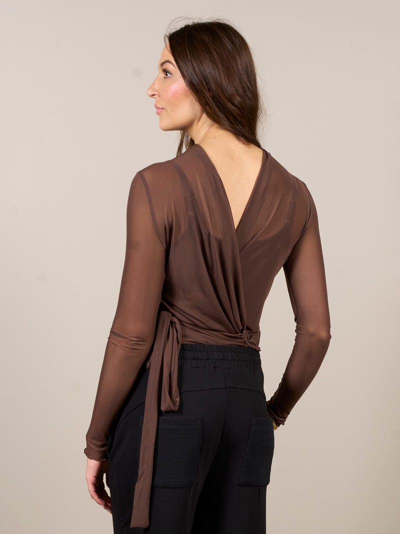 NÜ VINJA mesh cardigan Blouses 224 Dark Brown