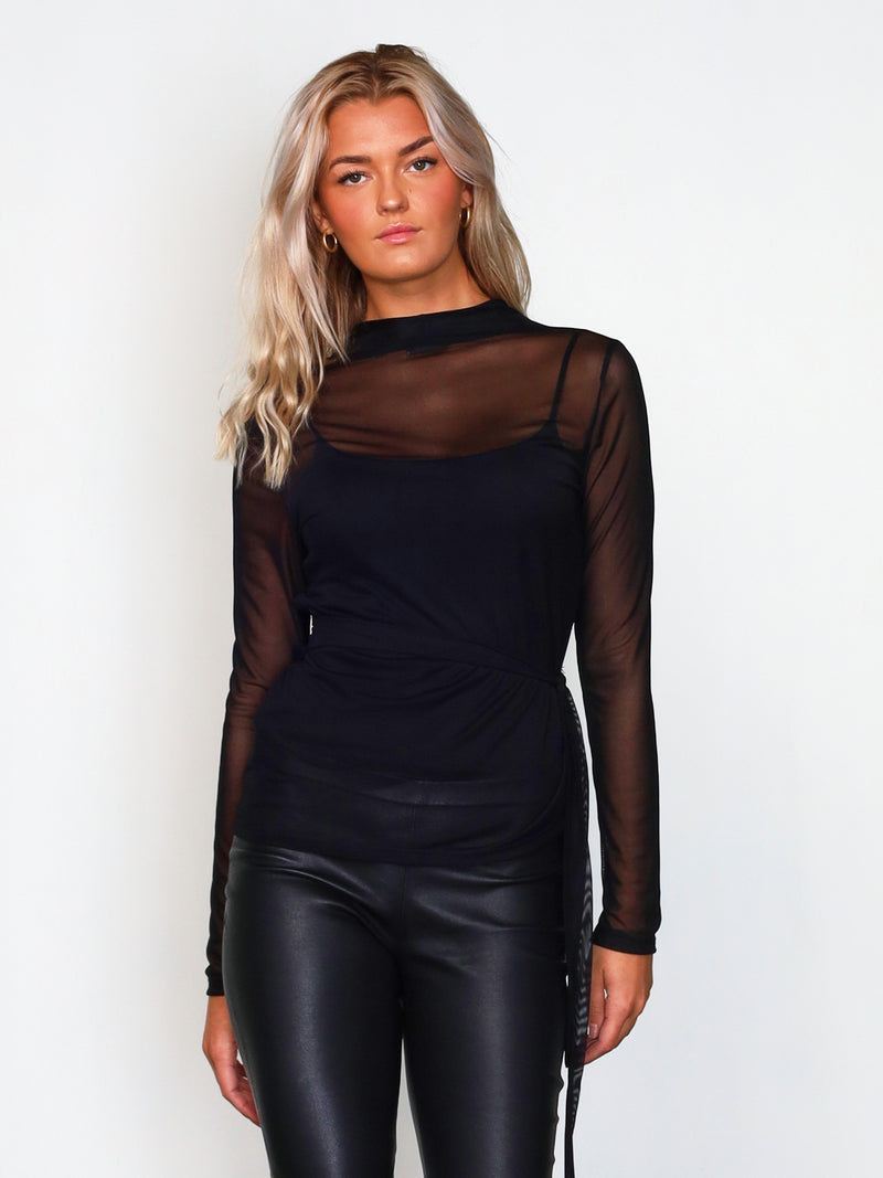 NÜ XILIN mesh cardigan Blouses Black