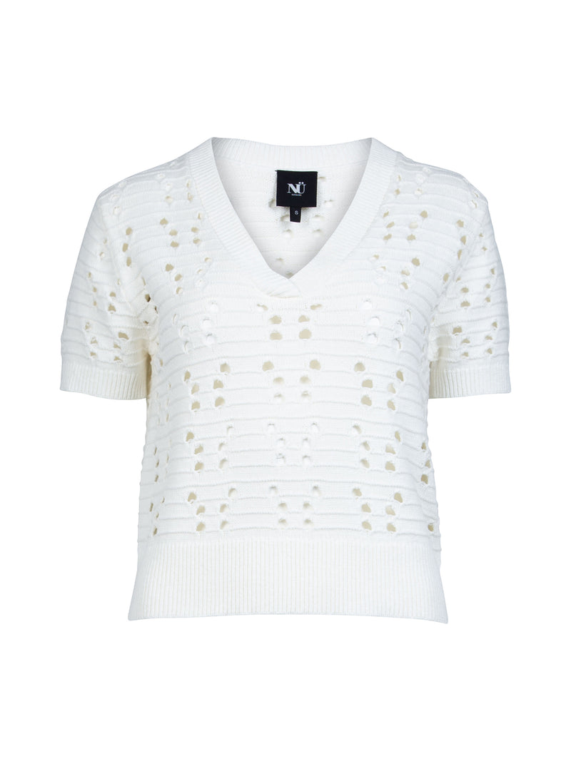 NÜ YAFFA s/s knit blouse Blouses 110 Creme
