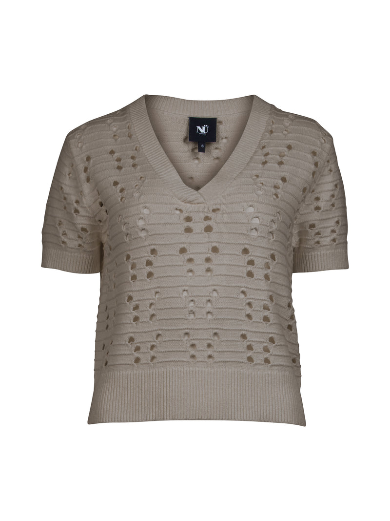 NÜ YAFFA s/s knit blouse Blouses 230 Mud